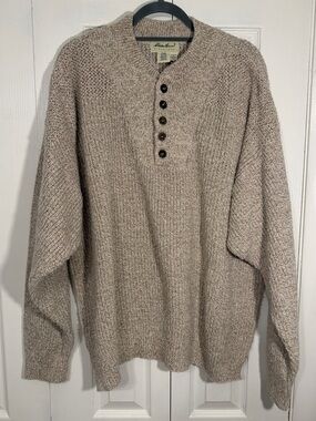 Eddie Bauer Henley Sweater XL Tall Beige